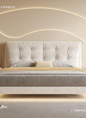 Yla奶.油风科悬浮床现代简约主卧1米双人床感应灯技绒WNP8悬空软