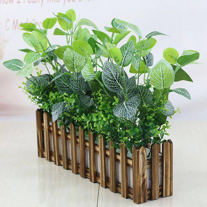 仿真萝绿栅栏套装假植仿室内外隔断料塑花装饰物木栅栏EOO插花摆