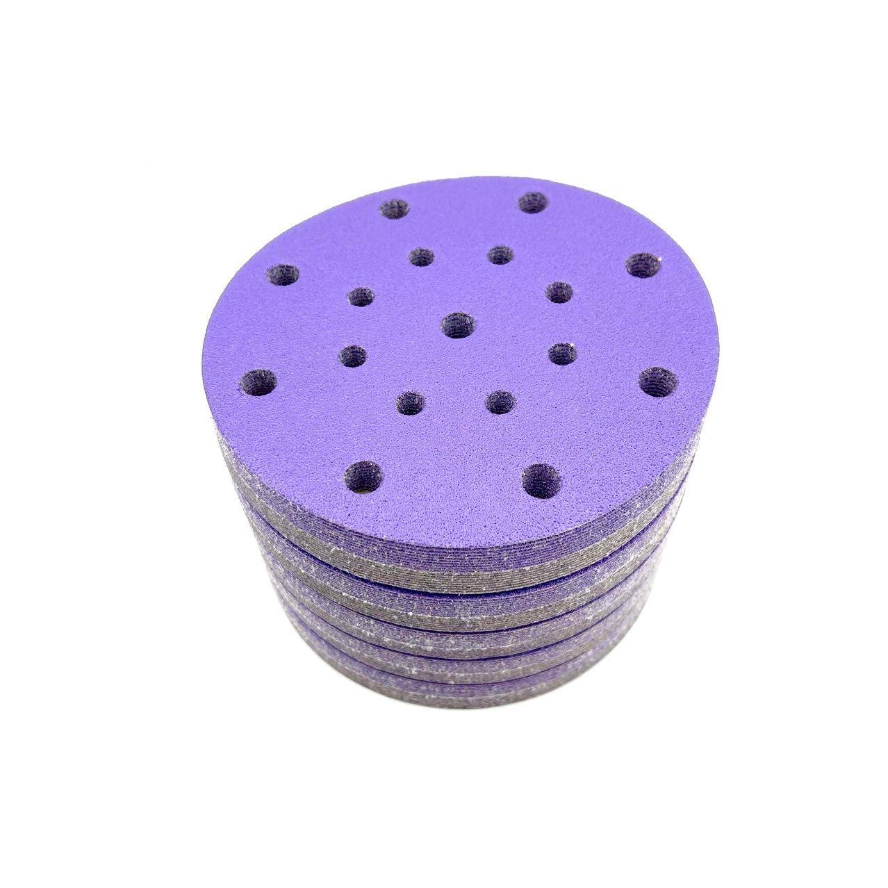 PC736寸寸汽车砂干磨砂纸617孔陶瓷紫砂植绒紫色圆盘纸1TFT50mm