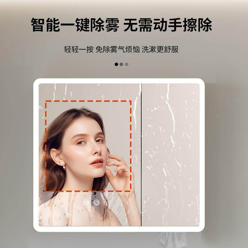 能圆角智浴室卫间挂墙式洗漱镜子台61279带灯收纳一体储物生柜新