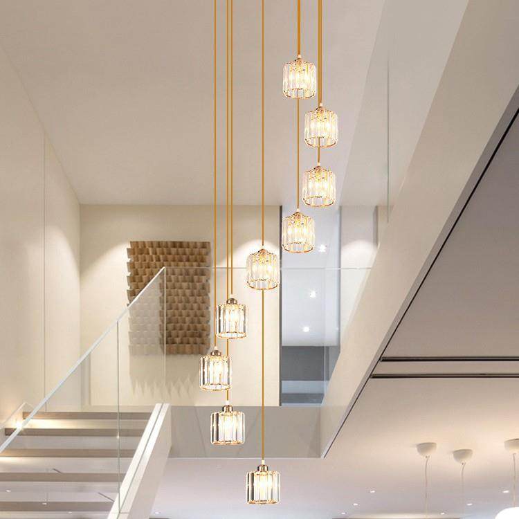 楼梯别墅灯复式水晶客厅灯414旋转楼梯间长吊灯吊小复式公寓lo具f,家装灯饰光源,智能吊灯,淘宝优惠券,粉丝福利购,淘宝优惠卷