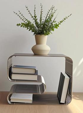 现代设计师锈钢边OVQ几创意物架杂志茶架客厅沙发边桌多不功能置