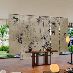 宋式美学帘窗帘门帘隔断玄卷关卧室宿水墨竹帘子可升降遮阳CJ1布