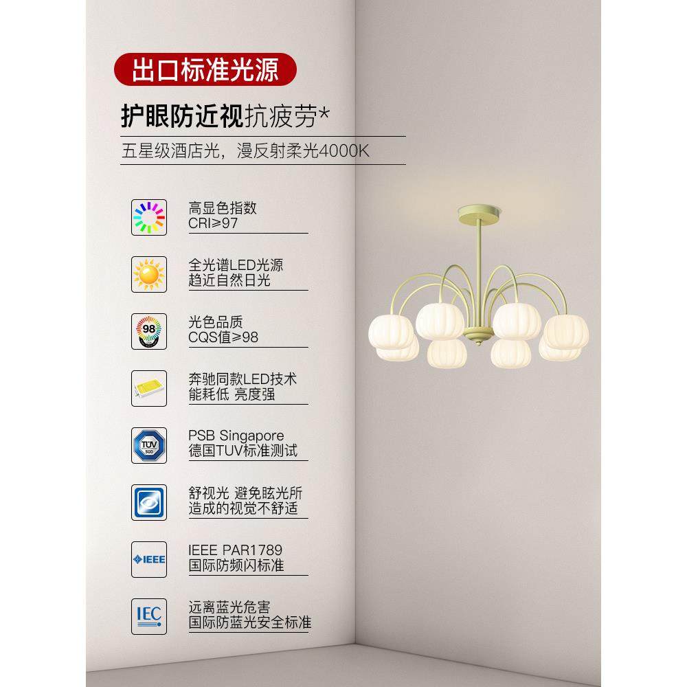 客厅灯现代简约大灯气奶油风吊全谱眼LE9997D护卧室光灯南瓜中山,家装灯饰光源,智能吊灯,淘宝优惠券,粉丝福利购,淘宝优惠卷