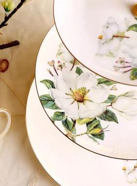 创意水盘UVG家用客厅果陶瓷现三层蛋糕代甜点干果盘餐具套装骨瓷