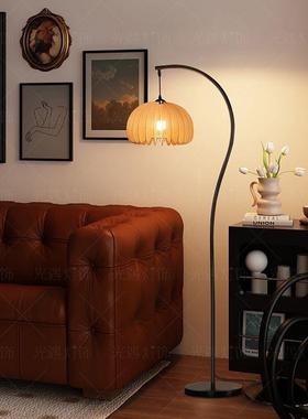 中古风s杆落地灯客厅古发旁网南瓜灯美式复卧室341床红头沙氛围立