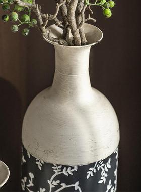 法件铁艺印花复古落地花瓶客厅酒店玄式关装饰摆民宿插画A2467圆