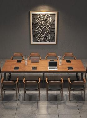 实木大板f桌会议桌长桌简约现代长条桌lo办t大型公桌子椅8945645