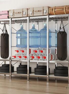 布衣柜钢纱简易衣柜纱帘耐用出租可房折叠YXL不锈钢组装衣柜架结