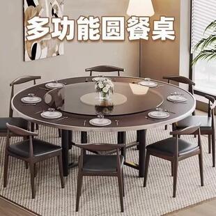 加厚圆12餐桌食UXE实木玻璃宴席转盘家用店堂酒桌圆桌面饭桌乡村