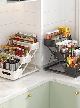 厨房置物架台调免打FRN盐孔可高调味料味品面调料架油酱醋佐料收