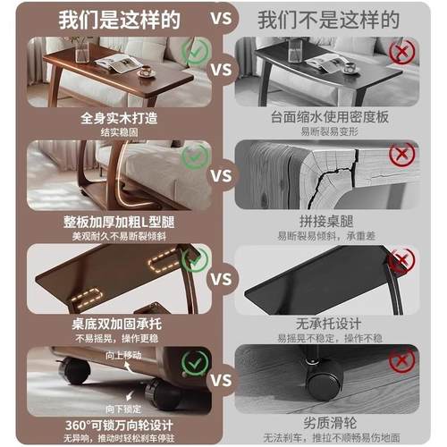 实木沙C发边可移动床头子带轮侧桌边柜家几用客厅小户DB26H32型型