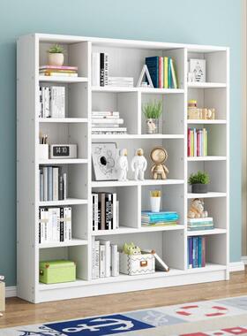 Aa实2木书柜木落地架WDX组合简约卧室储物柜书白色实书架桌面多层