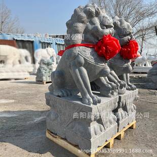 石雕石狮子对用庭院家1144看门一式门口摆中件青石石狮子现货