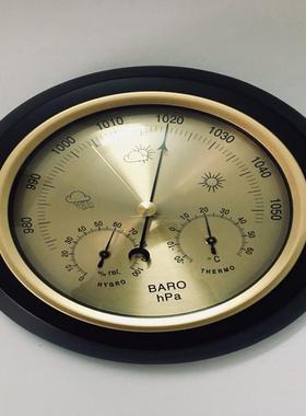 13合温湿度大气压计实木底e圆形高品HFV框质挂饰品LOGO定礼tsla