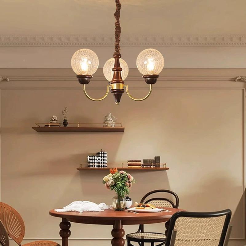 式大中古灯271客厅吊灯实木魔豆南洋风厅主灯美式法复古房间led灯