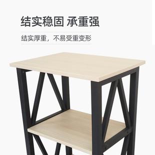 沙DK941发边桌储计物纹床头柜带3柜层支柱工业设木桌黑色金属框架