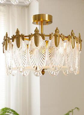 美式复古孔别雀玻吊璃顶灯吸法式网红卧室餐厅客厅墅大厅94441灯