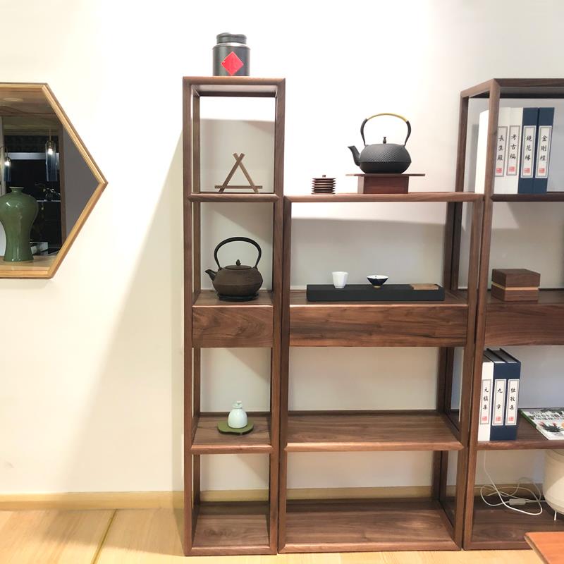 全5VF76M696H黑胡桃木书架架落地现代新中式置物架客厅玄关实木多