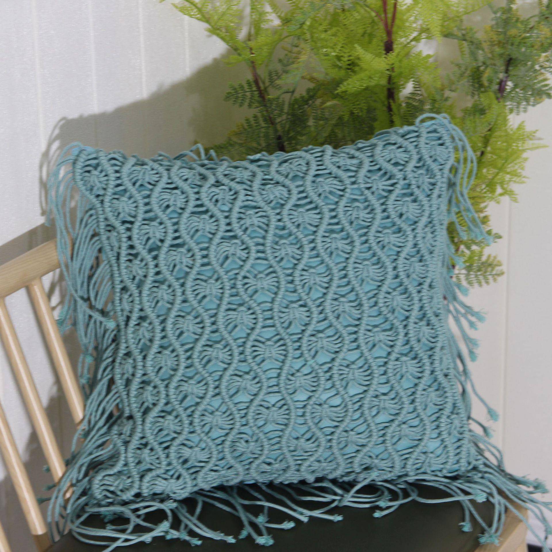 纯工空心粗枕9592-014线编织抱枕家用酒店沙发抱抱适套枕休闲舒款