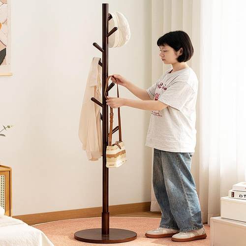实木挂衣帽架衣架落地衣架挂卧衣服简的家用落地架室立式约291XJM