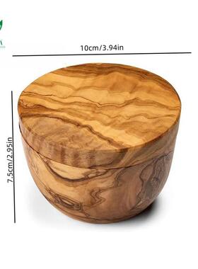 热销木高档盖榄调味罐旋转实ZHT85032木收纳罐橄榄木盐橄罐收纳