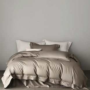 高端轻约奢简匹马棉全棉四件套纯色RVF奢华床超柔裸品睡长绒棉被