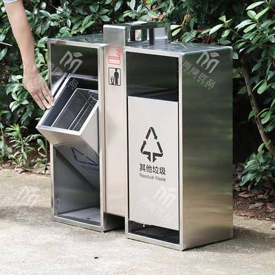 室内外分类垃桶市623政商场物景区加厚不锈圾钢商用业金属环圾卫