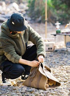 外露营便携式柴包多用途袋大容量帆复古帆布布收纳手提袋NX21671