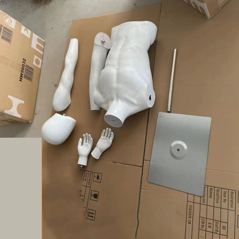 环保塑料半身男模特白色人台假人服装店橱窗道具展示架模型