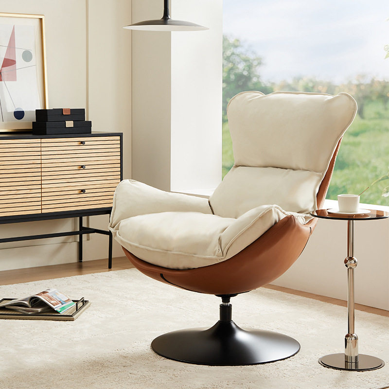 单人沙发极简设计师休闲卧室家用小客厅布艺懒人蛋壳旋转椅躺椅