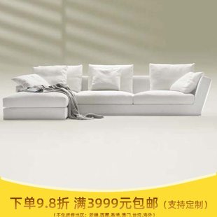 L型沙发订制 中小户型民宿酒店客厅组合转角白色布艺沙发可拆洗
