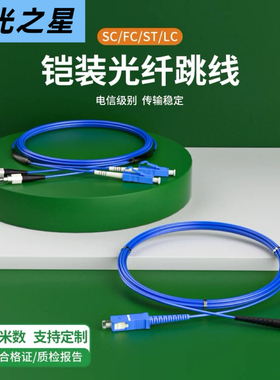 电信级铠装lclc光纤跳线单模单芯sc-sc转LC-FC尾纤3米5/10/15/20M防鼠抗拉防水工程成品光钎连接延长线