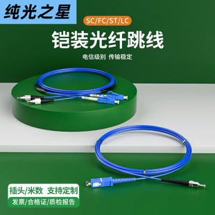 电信级铠装lclc光纤跳线单模单芯sc-sc转LC-FC尾纤3米5/10/15/20M防鼠抗拉防水工程成品光钎连接延长线