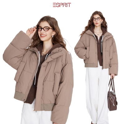 ESPRIT黑色短款棉衣冬季立领