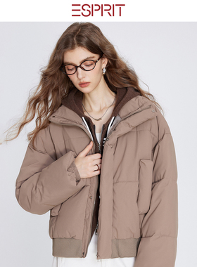 ESPRIT/埃斯普利特短款保暖棉衣女冬季立领宽松休闲保暖厚款外套