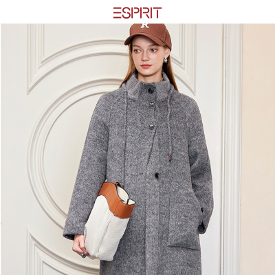 ESPRIT学院风连帽毛呢外套