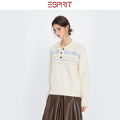 女秋冬费尔岛风毛衣打底衫 ESPRIT 埃斯普利特复古提花翻领针织衫