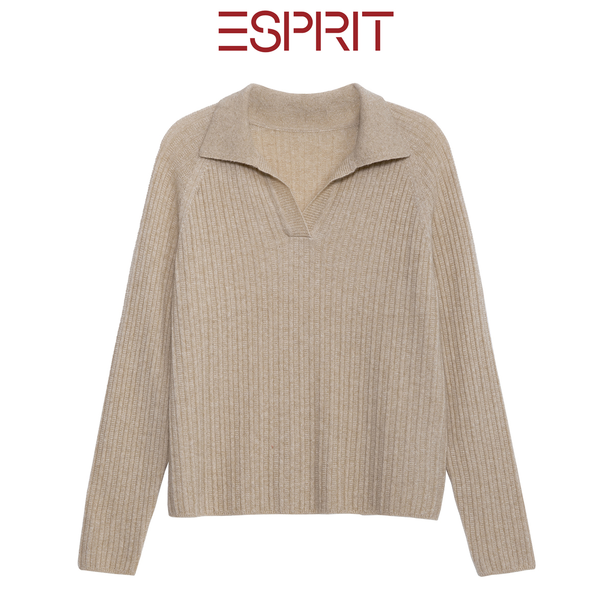 埃斯普利特简约风V领100%羊绒衫