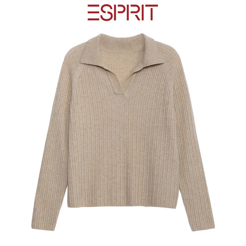 埃斯普利特简约风V领100%羊绒衫
