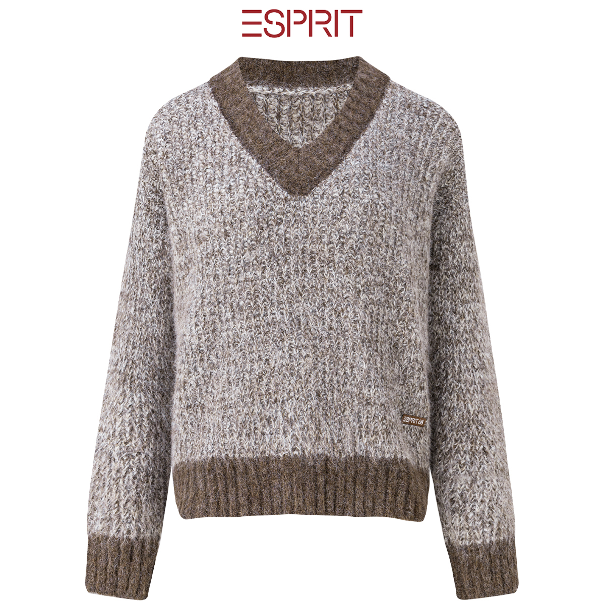 ESPRIT温柔慵懒风V领撞色羊毛