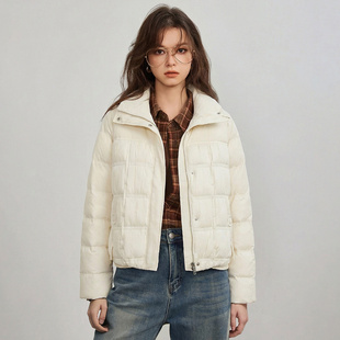 ESPRIT/埃斯普利特短款立领羽绒服女冬季保暖面包服米白色拉链