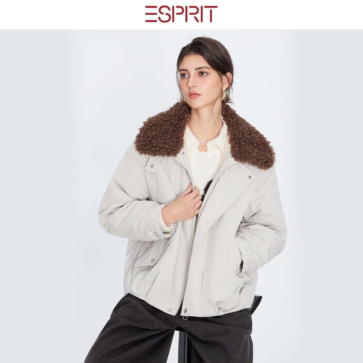 ESPRIT/埃斯普利特毛领棉衣