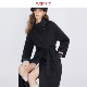 ESPRIT 埃斯普利特极简黑色毛呢大衣女中长款 双排扣收腰显瘦外套