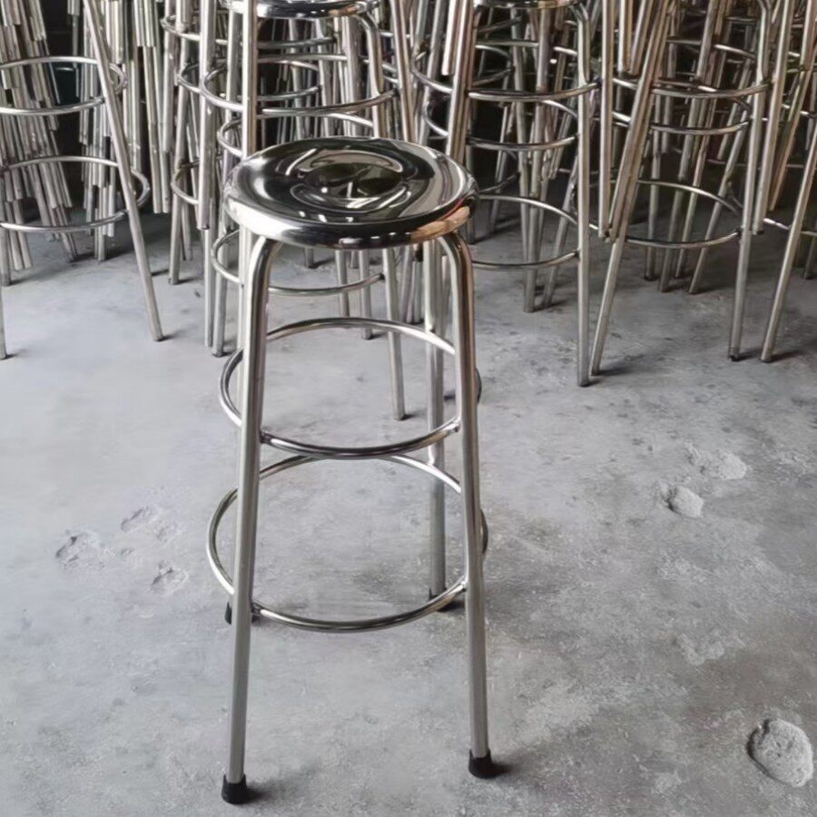 不锈钢双圈加厚凳面食堂餐桌椅加力加厚圆凳子椅子工厂凳面桌直销