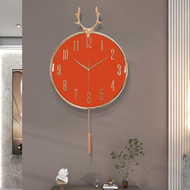 鹿客厅餐厅创挂钟欧式麋意艺术墙钟表简约2846免孔打时钟大气现代
