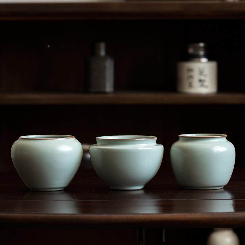 天青汝渣窑建开片可养茶洗茶缸汝瓷水手工储ZRW水缸干茶泡茶具道
