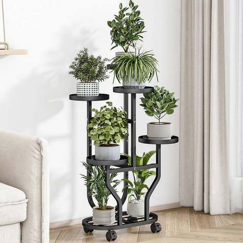 铁盆艺花架子内家用室多层绿萝吊兰花架可移动万向轮室DCW绿内植