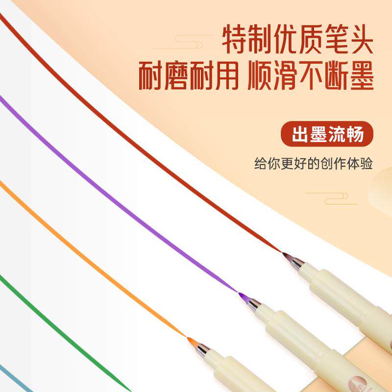 宝克36色彩绘笔S1小4楷弹性2软S41头秀丽笔24书法笔1色色绘画勾线