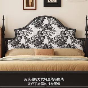 床法简式 床轻奢约大床软包中古 复古黑FEW色双1.8米人主卧实木美式